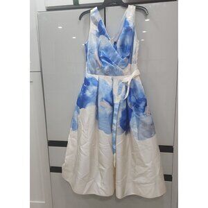 Donna Karan New York Blue & White Floral Sleeveless Wrap Dress - Size 6
